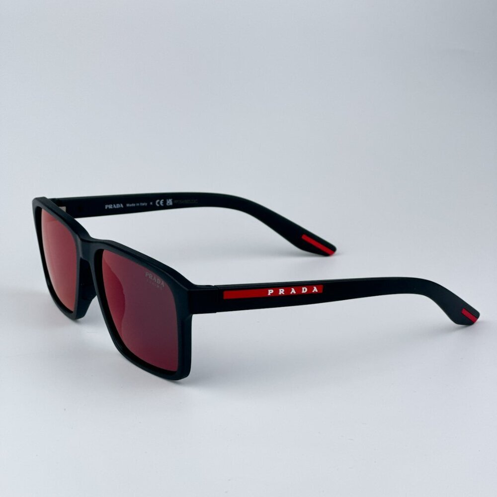 Prada Linea Rossa PS05YS 1BO10A BRAND NEW Sunglasses Matte Black Grey Red Unisex
